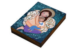 Guardian Angel Portrait, Print Mounted On Wood Panel, Artwork Woodblock, Religious Present, Gift Wall Decor By Evona - thumbnail 1