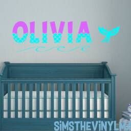 Custom Name Mermaid Font Decal - Vinyl Sticker Girl Nursery Decor Boat & Wall - thumbnail 2