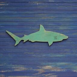 Wood Shark Sign Small Wall Art Mako Beach Coastal Nautical Wooden Indoor Or Outdoor - thumbnail 1