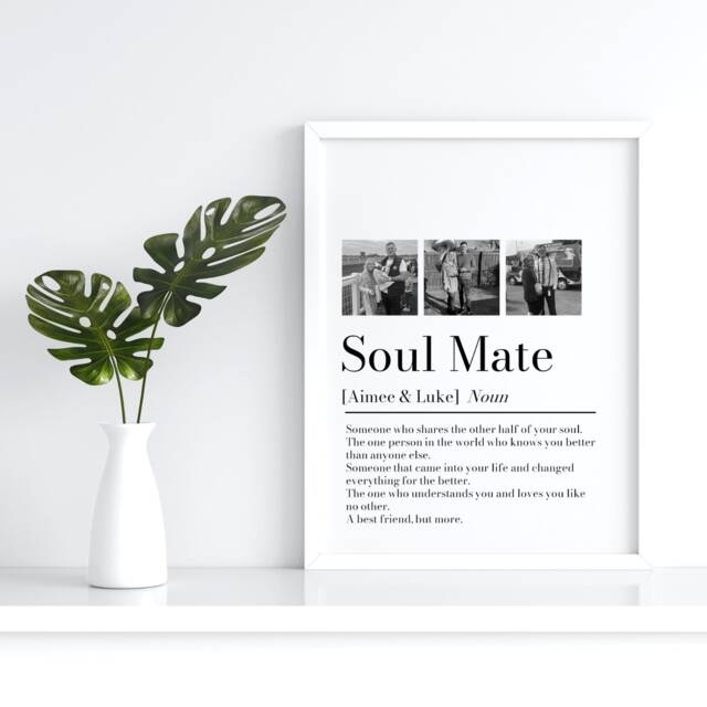 Personalised Couple Picture Collage Memorable Gift For Partner, Christmas Her Him, Soulmate Definition, Wedding Him - image 1