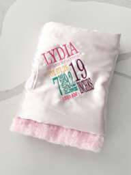 Personalized Baby Blanket Custom Birth Stats, Minky & Satin