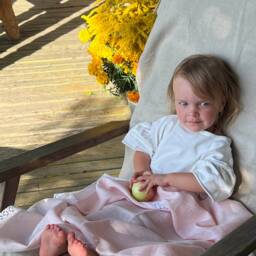 Handmade Linen Baby Blanket Crochet Edge Toddler Throw - thumbnail 2