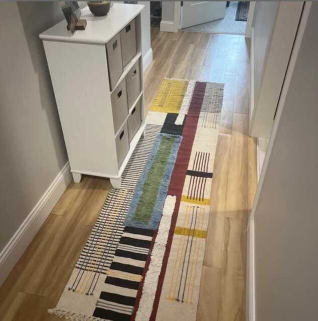 Yellow Cotton Rug Hand Block Print Hallway Runner Tufted Green Living Room Stair 2.6x8 4x10 3x20 Ft - image 1