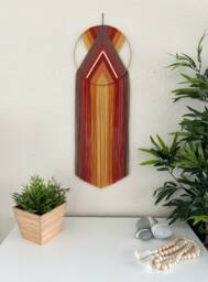 Retro Yarn Hoop Wall Hanging, Beaded 70S Decor
