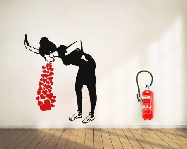 Wall Decal Banksy Love Sick Girl, Street Art Decal, Urban Graffiti Sticker, Stencil Interior Decor - image 1