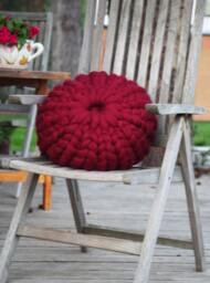Round Super Chunky Merino Wool Knit Pillow, Home Decor