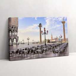 Traditional Market Square in Venice Canvas, Picture Wall Hanging, Folete Art, Architecture Canvas Painting - thumbnail 2