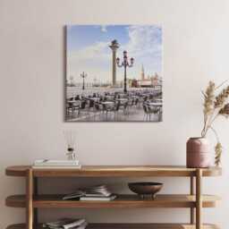 Traditional Market Square in Venice Canvas, Picture Wall Hanging, Folete Art, Architecture Canvas Painting - thumbnail 3
