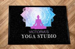 Personalised Yoga Studio - Pink Mandala Workout Room Door Mat 60 X 40 cm, Non Slip Base Mat