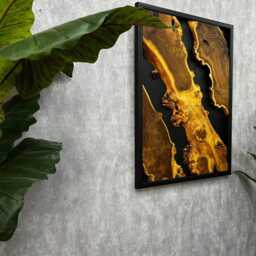 Handmade Live Edge Wood Wall Art Black Frame, Rustic Home Decor - thumbnail 4