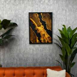 Handmade Live Edge Wood Wall Art Black Frame, Rustic Home Decor - thumbnail 1