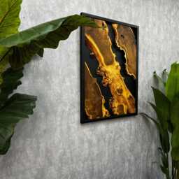 Handmade Live Edge Wood Wall Art Black Frame, Rustic Home Decor - thumbnail 2