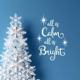 All Is Calm Bright, Chistmas Decal, Holiday Decor Vinyl Wall Christmas Music Quotes - thumbnail 1