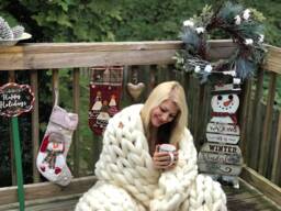 Christmas Chunky Knit Blanket, Yarn, Super Knitted Knits, Merino Wool Blanket Trow, Throw Blanket