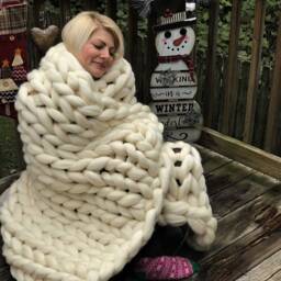 Christmas Chunky Knit Blanket, Yarn, Super Knitted Knits, Merino Wool Blanket Trow, Throw Blanket - thumbnail 3
