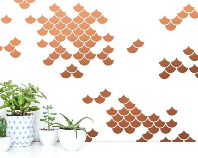 Mermaid Scale Wall Decals - Nursery Decals, Geometric Modern Unique Decor - image 1
