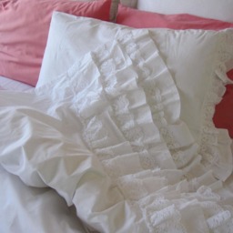 Ruffle Euro Pillow Sham King White Ivory Cotton Lace Trim Shabby Chic Bedding Pillowcases - thumbnail 3
