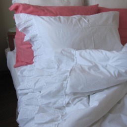 Ruffle Euro Pillow Sham King White Ivory Cotton Lace Trim Shabby Chic Bedding Pillowcases - thumbnail 2