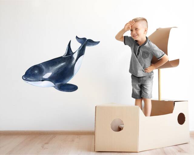 Killer Whale Wall Decal Ocean Sea Life Removable Fabric Sticker - image 1