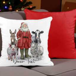 Farmer Christmas Cushion, On The Farm, Red Velvet Cushion - thumbnail 4