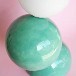 Handmade Ceramic Lamp - Jade Green Glaze With Glass Globe & G9 Bulb - thumbnail 3