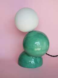 Handmade Ceramic Lamp - Jade Green Glaze With Glass Globe & G9 Bulb
