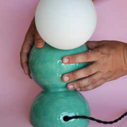 Handmade Ceramic Lamp - Jade Green Glaze With Glass Globe & G9 Bulb - thumbnail 4