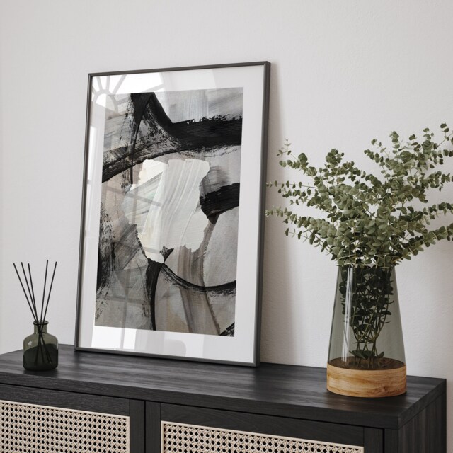 Suriname Map - Black & Grey Abstract Painting Of Wall Art Print Traval Poster - image 1