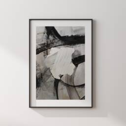 Suriname Map - Black & Grey Abstract Painting Of Wall Art Print Traval Poster - thumbnail 3