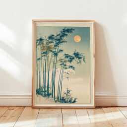 Japanese Bamboo Forest Poster, Moonlit Zen Wall Art, Misty Nature Print - thumbnail 4