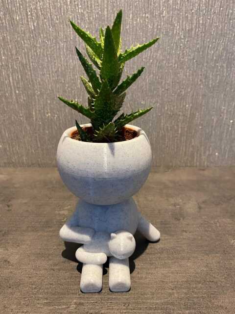 Wee Jimmy & Mr Bigglesworth Whimsical Cat Lover Planter Minimalist Human Plant Pot - Succulent With Pet Design Ships From Australia - image 1