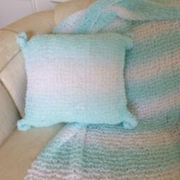 Blue/White Striped Throw With Matching Pillow - thumbnail 3