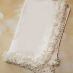 Baby Girl Gift Shower Stroller Blanket White Receiving With Off Fluffy Chiffon - thumbnail 3