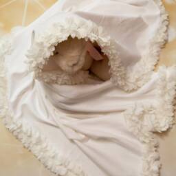 Baby Girl Gift Shower Stroller Blanket White Receiving With Off Fluffy Chiffon - thumbnail 2