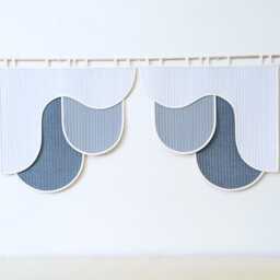 Quilted Cloud Shapes Wall Hanging Diptych Hand Sewn Cotton Textile Art - thumbnail 2