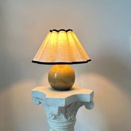 Brown Ceramic Pleated Table Lamp 110-240V, Linen Black Trim Fabric Shade For Bedroom Living Room Kitchen Rustic Cozy Decor Nightstand - thumbnail 3
