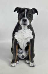 staffordshire Bull Terrier Urn, Pet Memorial, Portrait, Dog Art, Gifts For Lovers, Clay Sculpture, Memorial - thumbnail 1