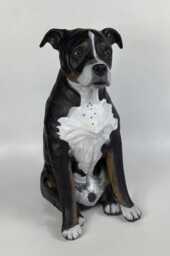 staffordshire Bull Terrier Urn, Pet Memorial, Portrait, Dog Art, Gifts For Lovers, Clay Sculpture, Memorial - thumbnail 3