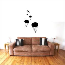 Parachute Jumpers Landing Skydivers Gliding in The Air Vinyl Wall Parachuter Decal Parachutist Sticker - thumbnail 2