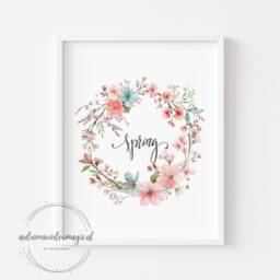 Spring Wreath Print, Floral Illustration, Home Decor, Prints-Spring Wall Art Poster Gifts-Art-Cute Decor - thumbnail 1