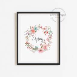 Spring Wreath Print, Floral Illustration, Home Decor, Prints-Spring Wall Art Poster Gifts-Art-Cute Decor - thumbnail 2