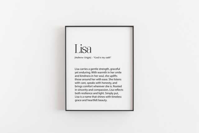 Lisa Name Meaning Print - Personalised Wall Art Hebrew Origin Baby Decor Birthday Gift For Her Christmas Present - image 1