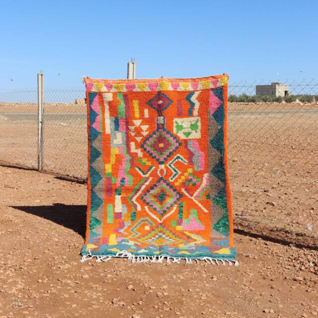 Handmade Wool Moroccan Rug Colorful Abstract Boujad Design - image 1