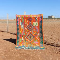 Handmade Wool Moroccan Rug Colorful Abstract Boujad Design - thumbnail 1