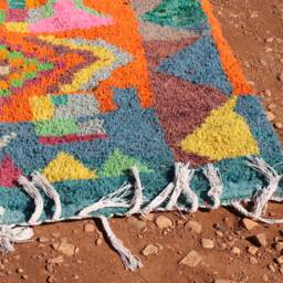 Handmade Wool Moroccan Rug Colorful Abstract Boujad Design - thumbnail 4