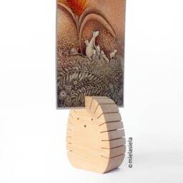 Wooden Desktop Organizer - Personalized Coworker Gift, Photos, Business Cards, Recipe Cards Holder Hedgehog /M/ - thumbnail 3