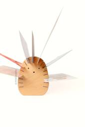 Wooden Desktop Organizer - Personalized Coworker Gift, Photos, Business Cards, Recipe Cards Holder Hedgehog /M/ - thumbnail 1