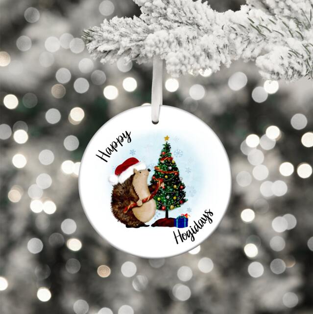 Hedgehog Christmas Bauble, Happy Hogidays Ornament, Lover Gift - image 1