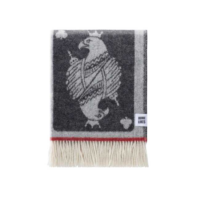 Playing Cards Wool Throw - Woven Blanket Made From Recycled Merino Soft Black, Red & Off-White Ideal Housewarming Gift - image 1