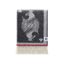 Playing Cards Wool Throw - Woven Blanket Made From Recycled Merino Soft Black, Red & Off-White Ideal Housewarming Gift